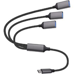 USB Type C to USB OTG Splitter Cable Converter Multi USB Port Expander Hub Adapter,1 Type-C to 3 USB 2.0 for Phone Laptop