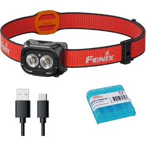 Fenix HL18R-T V2.0 800 Lumen Trail Running Headlamp, USB-C Rechargeable, White and Warm White Lights, Red Lights, Compatible with 3X AAA Batteries, (Black)