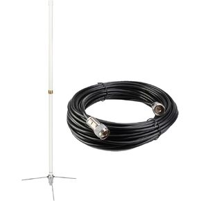 Retevis GMRS Base Antenna(1 Pack) Bundle with Coaxial Cable(1 Pack),462-467MHz, High Gain Fiberglass Base Antenna,for RT97 Two Way Radio Base Station Repeater Mobile Radio Transceiver