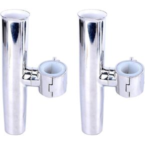 Amarine Made 2 Pack of Stainless Steel Tournament Style Rod Holder,Transom Mounted,Wall Mounted,Top Mounted - Angle Adjustable for Rail 1-5/8" to 2"