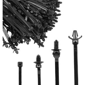 120 Pcs Universal Push Mount Cable Zip Tie Nylon Self Locking Cable Strap Compatible with Cars Boat Trailer Polaris UTV Side By Side Wrangler for Engine Bay Wire Harness Restraint Ties 4 Sizes