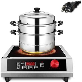 3500W 220V~240V Commercial Induction Cooktop, Powerful Electric Induction Burner, Countertop Electric Stove with Digital Sensor, Touch/Knob Control AiedCom