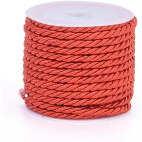 Beadthoven 1 Roll/5.46 Yards 3mm Braided Cord Light Blue 3-Ply Shiny Polyester Twisted Twine Cord Rope Decorative Thread Strings for Christmas DIY Bracelets Necklace Upholstery Curtain Home Decoration