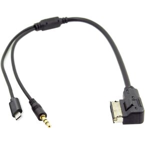 xiwai Media in AMI MDI to Stereo 3.5mm Audio & USB-C Aux Adapter Cable for Car VW Audi 2014 A4 A6 Q5 Q7