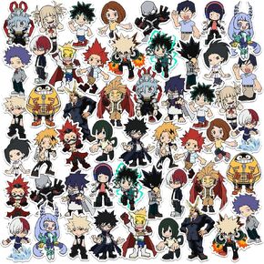 My Hero Academia Chibi 50ct Vinyl Large Deluxe Package Pack -Pack - الكمبيوتر المحمول ، زجاجة ماء ، سكرابوكينغ ، جهاز لوحي ، لوح التزلج ، داخلي/في الهواء الطلق