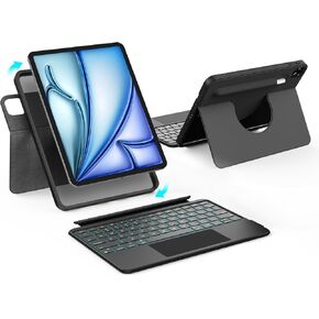 for iPad Air 11-inch (M3 2025 /M2) & iPad Pro 11 inch (4th/3rd/2nd/1st Gen) & 10.9" Air 5th/4th Rotatable & Detachable Magnetic Full Protect Keyboard Case with Trackpad,Backlits,Black