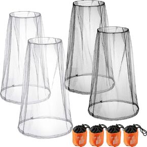Hestya 4 Pack Mosquito Face Mesh Net Protecting Net for Outdoor Hiking Camping Climbing Mosquito Fly Insects Preventing (Grey)