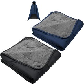 Outdoor Waterproof Blanket, Foldable Fleece Stadium Blanket for Outdoor Sports Event, Camping, Concerts, Car, Pet, Picnics - Windproof, Wearable, Machine Washable 80" x 58"