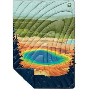 Rumpl Original Puffy Blanket - Warm Puffy Camping Blanket, 100% Recycled Polyester Insulation, Lightweight, Packable, Water-Resistant, Outdoor Puffer Blanket, 52"x75", Yellowstone