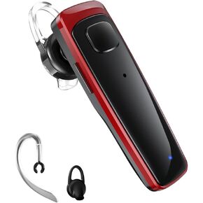 Bluetooth Headset,V5.0 Bluetooth Earpiece Wireless Handsfree Driving Headsets with Noise Canceling Mic,16Hrs Play Time Business Eabuds for iPhone Samsung Android Cell Phone Tablets Office(Red)