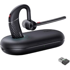 Yealink BH71 Pro Bluetooth Headset Teams Certified, Wireless Single Ear Headset with Noise Canceling Mic and Charging Case, Connect Mobile/Mac/PC (USB-A Bluetooth Adapter Included)