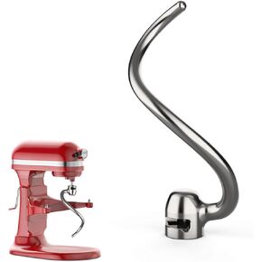 Stainless Steel Dough Hook for KitchenAid 5QT-6QT Bowl-Lift Stand Mixers, Fits Professional 5 Plus, Pro 600 Series, KV25, KP26, Dishwasher Safe