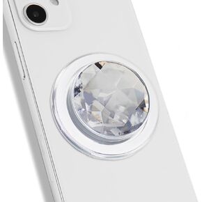 Synthetic Cubic Zirconia Phone Grip – MagSafe Compatible, Elegant and Durable, Magnetic Grip and Stand for iPhone (Rainbow)