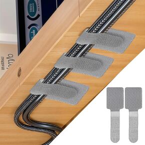 50PCS Hook and Loop Cable Ties, Self Adhesive Hook and Loop Cable Straps Adjustable Cable Management Wire Organizer Adhesive Cord Wrappers Keeper Cord Holder Cord Organizer(Black)