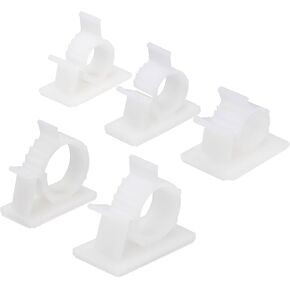 MECCANIXITY 100Pcs Cable Clips, 7.5-25mm Dia Set Self Adhesive Nylon Wire Holder, Adjustable Cable Cord Management Organizer Clamp for PC Desk Office, White