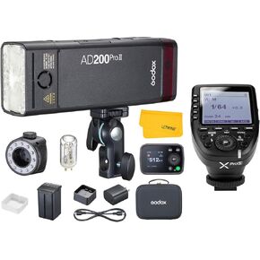 GODOX AD200 Pro II AD200Pro II Strobe Flash, TTL 200W Pocket Flash HSS 1/8000s, One-Tap Wireless Sync, with XPro-S TTL Wireless Flash Trigger for Sony Camera