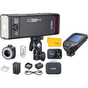 Godox Ad200 Pro II Ad200Pro II Flash Flash ، TTL 200W Pocket Flash HSS 1/8000S ، مزامنة لاسلكية واحدة ، مع جهاز إرسال Xproii-O Xproiio TTL Wireless Flash Trigger