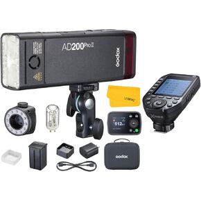 GODOX AD200 Pro II AD200Pro II Strobe Flash, TTL 200W Pocket Flash HSS 1/8000s, One-Tap Wireless Sync, with XProII-N Wireless Flash Trigger for Nikon Cameras