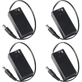 DIANN 4pcs 9V Battery Holder with ON/Off Switch 9V Battery Case with Switch 9V Battery Case Holder with Cover Storage Case Holder with 2.1x5.5mm DC Power Plug