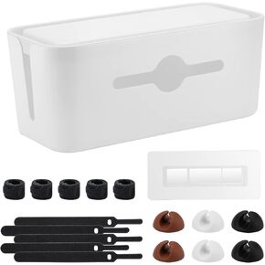 Cord Organizer Box, Cable Management Box to Hide Power Strips,Cable Box Organizer to Hider The Cable Cord Under Desk,White