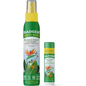 Badger Bug Spray (4oz) & Bug Repellent Balm Stick (.6oz) - Organic Deet Free Mosquito Repellent with Citronella & Lemongrass, Natural Plant Based Family Friendly Insect Repellent
