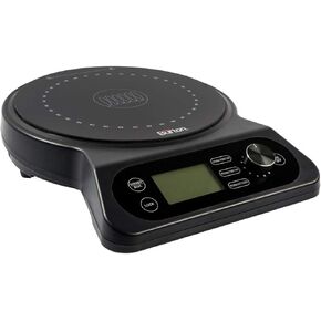 Max Burton 6600 Model 18XL Digital Induction Cooktop, Portable, 1800W/120VAC, LCD Display, Push-To-Set Control Knob, Touchpad Controls, 21 Temperature Settings, Program Lock, Programmable Cooking