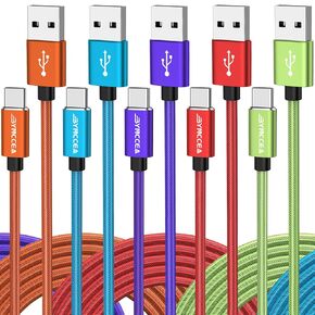 Bynccea USB A to USB C Cable 10ft-5 Pack USB Type C Cable Fast Charging Nylon Braided USB A to Type C Cable for Samsg Galaxy A15 A25 A35 A55 A54, S24 S23 S22 S21 S20 S10 S10E, Note 20 10, Moto G