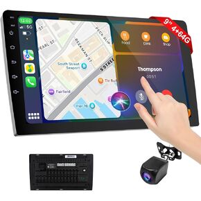 9 Inch Wireless Carplay Screen for Car,Double Din Car Audio Receivers with Voice Control,HD Portable Car Stereo Touch Screen with Backup Camera