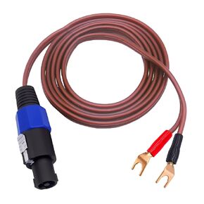 y spade plug to Speakon speaker cable clost ، male speakon to 2y spade colp connector adapter audiophile ofc hifi speler spely swork for amplifier subwoofer sudio -system -6.6 ft/2m