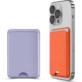 for Magsafe Wallet, 2 Pack Strongest Magnetic Wallet Card Holder for iPhone 16/15/14/13/12 Series - RFID Blocking, Holds 3 Cards, Orange & Purple
