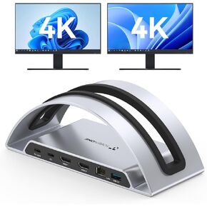 TobenONE Laptop Docking Station Dual Monitor HDMI, USB C Docking Station Stand with 4K, 100W Power, USB A&C 3.2 Ports, SD/microSD, Audio for Dell/HP/Lenovo/Surface