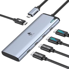 USB C Docking Station Dual Monitor 4K@60Hz DP Alt Mode, USB C Video Hub with 10Gbps Data Transfer, 100W PD Charging, USBC Splitter for Dell/HP/Lenovo, Portable Monitor and More Type C Devices