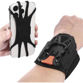 Wristband Phone Holder for Running, 360°Rotation & Detachable Sports Armband with Key Holder for iPhone 15/14/13/12/Pro/Pro Max/XS/XR/X/8/7/6/Plus, Samsung Galaxy, Fits 4''-6.95''Phone (s)