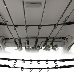 6-Rod Fishing Rod Holder for Car Roof - Heavy Duty Adjustable 30"-54" Nylon Rack with 12 Fishing Rod Clamps, Quick-Release Design, Fits SUV/Truck/Van