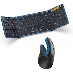ProtoArc Foldable Bluetooth Keyboard Blue and Ergonomic Mouse Blue
