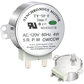Synchronous Motor 5RPM AC120V 4W CCW/CW, Steel Shaft, Replaces TYJ50-8A2, 5304509440, 5304464113, E199324, WB26X32190, WB26X10176, 1167022, AH1021726, EA1021726, EA1993480 for Microwave Turntable etc.