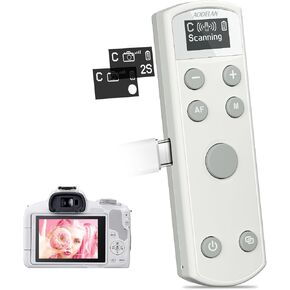 USB-C Rechargeable Wireless Camera Shutter Remote Control with OLED Screen for Canon EOS RP, EOS R, R5, R6, M50, M50 II, 6D Mark II, 77D, 850D, 800D, Rebel T7i, T8i, 90D; Replaces BR-E1 (White)