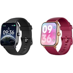 ENOMIR 2 Pack Smart Watch （W19 Black and W19 Red） Bundle
