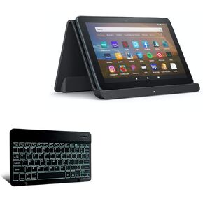 BoxWave Keyboard Compatible with Amazon Fire HD 8 (10th Gen 2020) - SlimKeys Bluetooth Keyboard - with Backlight, Portable Slim LED 7 Colors - Jet Black