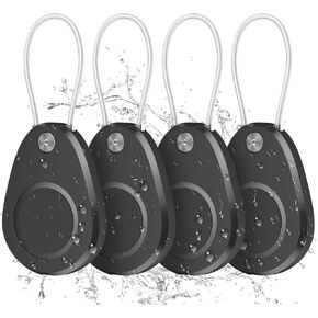Waterproof AirTag Keychain Holder - 4 Pack Airtag Lock Case with Wire Cable Compatible with Apple AirTags, Ultra Durable Anti-Lost Protective Case with Keyring for Luggage, Backpack (Black)