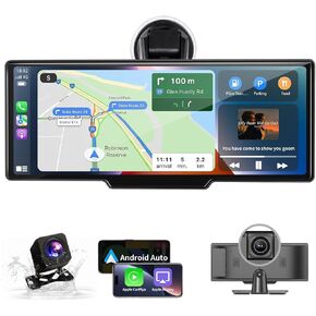 شاشة CarPlay للسيارة ، 10.2 "محمولة Carplay & Android Auto ، مع كاميرا 4K اندفاعة ، كاميرا احتياطية 1080 بكسل ، ملاحة GPS ، رابط المرآة ، Bluetooth ، FM ، مستقبلات صوت ستيريو السيارة للسيارة