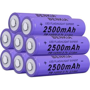 3.7volt 14500 Rechargeable Battery 2500mAh Button Top 4 Pack Li-ion Batteries for Headlamp Flashlight
