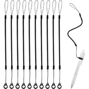 10pcs Pen Lanyards, Elastic Lanyard Tether with Silicone Rings Retractable Stylus Tether Clipboard Pen Strap Tablet Stylus Holder Anti-Lose Pen Leash for Tethering Stylus to Touchscreen