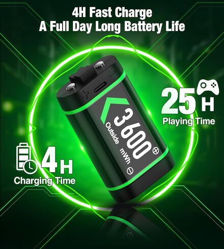 Upgraded Fast Charging Rechargeable Battery Packs, 4 x 4800mWh Xbox Controller Batteries with Battery Charging Dock/Station for Xbox One/Xbox Series X|S, Xbox One S/X/Elite, X501 in Kuwait