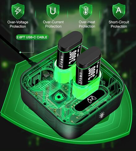 Upgraded Fast Charging Rechargeable Battery Packs, 4 x 4800mWh Xbox Controller Batteries with Battery Charging Dock/Station for Xbox One/Xbox Series X|S, Xbox One S/X/Elite, X501 in Kuwait