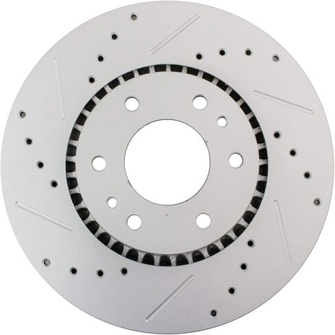 TRQ Front Performance Brake Rotors Set Premium G-Coated Cross Drilled & Slotted Compatible with 2003-2008 Pontiac Vibe 2005-2010 Scion tC 2000-2005 Toyota Celica Corolla Matrix in Saudi Arabia