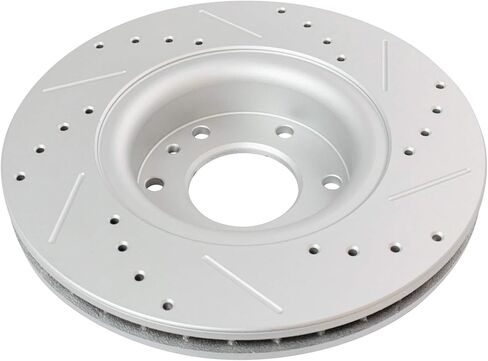 TRQ Front Performance Brake Rotors Set Premium G-Coated Cross Drilled & Slotted Compatible with 2003-2008 Pontiac Vibe 2005-2010 Scion tC 2000-2005 Toyota Celica Corolla Matrix in Saudi Arabia