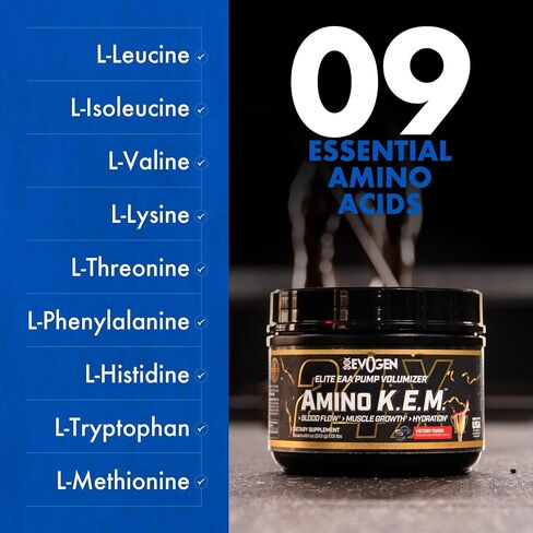 Evogen AminoKEM | Premium Essential Amino Acid, Nitric Oxide, Betaine anhydrous, S7, Recovery, volumizing, Pump Catalyst | Sour Watermelon in Kuwait