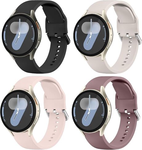4 حزم نطاقات متوافقة مع Samsung Galaxy Watch 7 6 5 4 40mm 44mm/Watch 6 4 Classic/Watch 5 Pro/Active 2 Band ، حزام سيليكون 20 مم للنساء الرجال in Kuwait