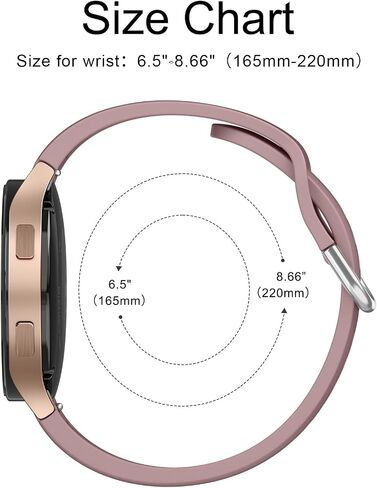 4 حزم نطاقات متوافقة مع Samsung Galaxy Watch 7 6 5 4 40mm 44mm/Watch 6 4 Classic/Watch 5 Pro/Active 2 Band ، حزام سيليكون 20 مم للنساء الرجال in Kuwait